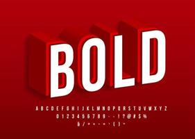 Bold strong font Modern 3d alphabet Red color vector