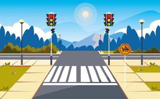 road street scene with traffic light vector