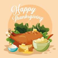 turkey dinner of thanksgiving day vector