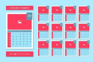 Plantilla de calendario 2020 en estilo de color pastel vector