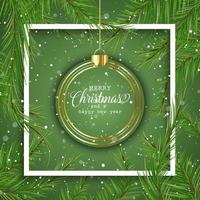 Christmas background with hanging bauble  vector