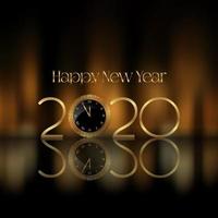 Happy New Year background with golden letters and clock design  vector