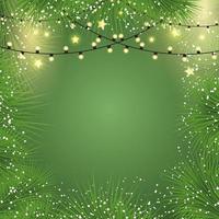 Christmas background with lights and fir tree branches 