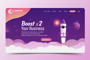 Boost Business Rocket Website Landing Page vector