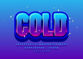 Glossy emblem Blue and Purple gradient Font. vector