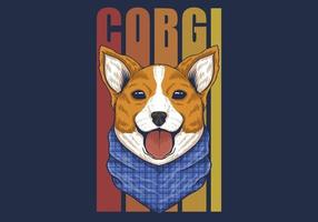 Corgi dog with bandana colorful design vector