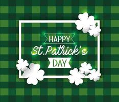 st patrick emblem with clovers decoration vector