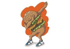 Dabbing dancing hamburger  vector