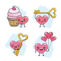 Set of Cartoon Valentine's Day Hearts  vector