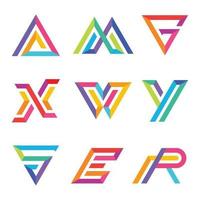 Conjunto de letra de tipografía colorida vector