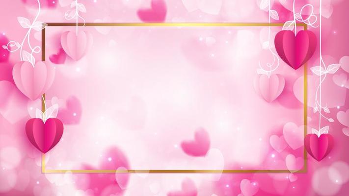 Valentine banner with golden border