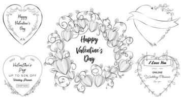 Valentine and Wedding elements vector