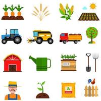 agriculture Flat icons set vector