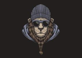 Lion head eyeglasses vector illustration