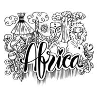 Símbolos dibujados a mano de África vector