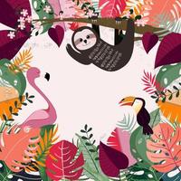 Animal in pink tropical jungle vector