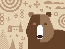 Bear with other element of Christmas in red tone - design for greeting card and multi purpose  vector