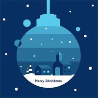 House, tree, and church in Christmas ornament with blue tone in Christmas concept 