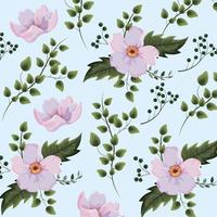 Exotic flowers plants with branches background vector