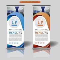 Roll Up Banner con formas curvas vector