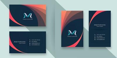 Abstract orange gradient curved style business card template vector
