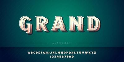 3D retro and royal style alphabet set vector