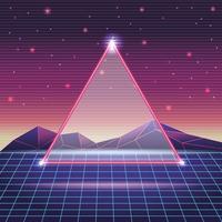 digital mountain landscape with triangle frame vector