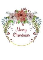 Christmas Wreath floral arrangement with gold ring vector