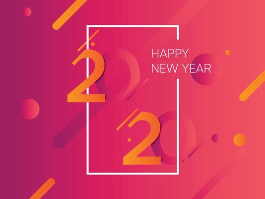 Pink and Orange New Year 2020 Background with White Frame