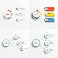 Set 3 Option graph infographic templates with label, integrated circles vector