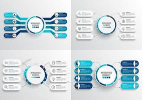 Set 4 Step infographic templates with 3D paper label, integrated circles vector