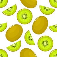 kiwi Seamless pattern and slices vector