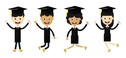 Conjunto de niños felices en una graduación vector