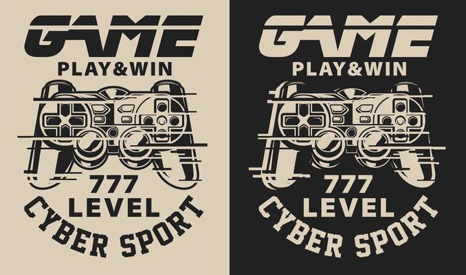 Set of illustration on the gaming theme with glitch effects