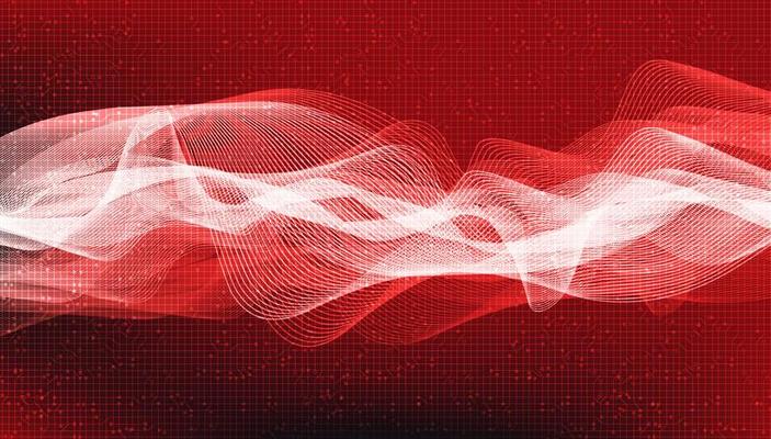 Dark Red Digital Sound Wave Background.