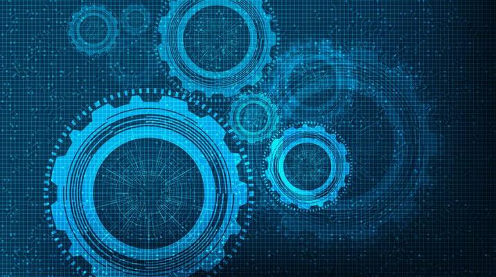 Blue Technology Gears wheel and Cog Background.