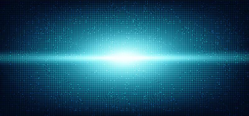 Digital Light Circuit Microchip on Technology Background.