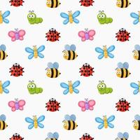 Seamless pattern funny bugs vector