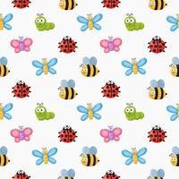 Seamless pattern funny bugs vector