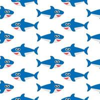 Shark seamless pattern isolated on white background vector