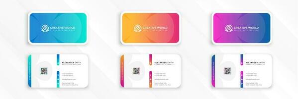 clean colorful gradient set of  business card template vector