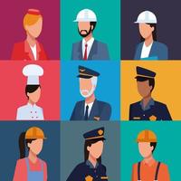 Conjunto de perfil de trabajadores vector