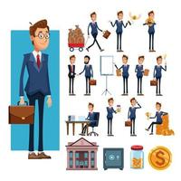 businessmen and business elements cartoons vector