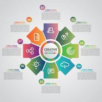 Business presentation concept with 8 steps business and industry gear vector