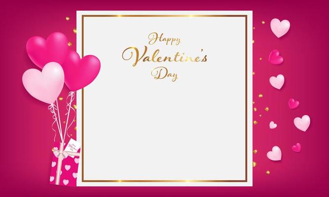 Frame of valentine's day with golden border