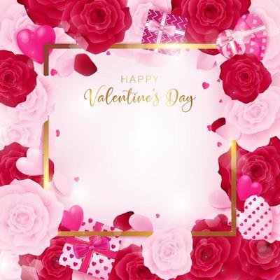 Top view love valentine's day square template