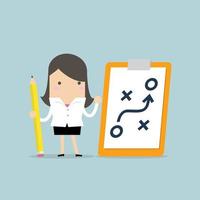 Businesswoman holding pencil and paper of planning strategy concept vector