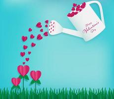 Watering can  full of red hearts vector