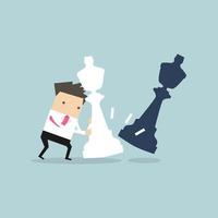 Businessman moving giant white chess piece  vector