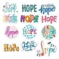 Set of hope hand lettering calligraphy. vector